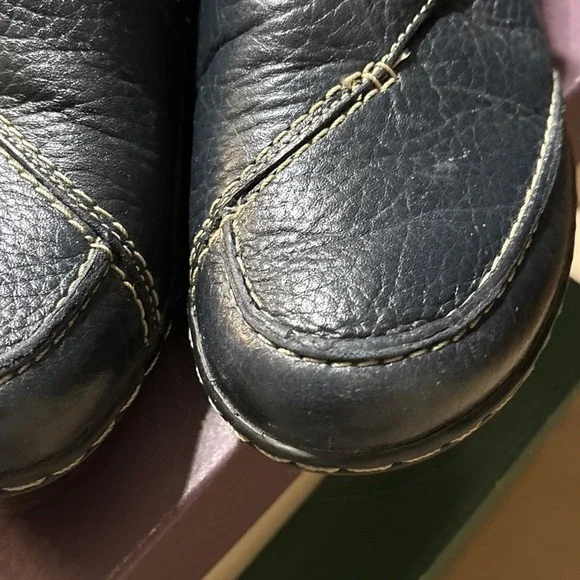 Clarks Shoes Womens 7.5 N Loafer Navy Leather Slip On Round Toe Comfort - Picture 5 of 9